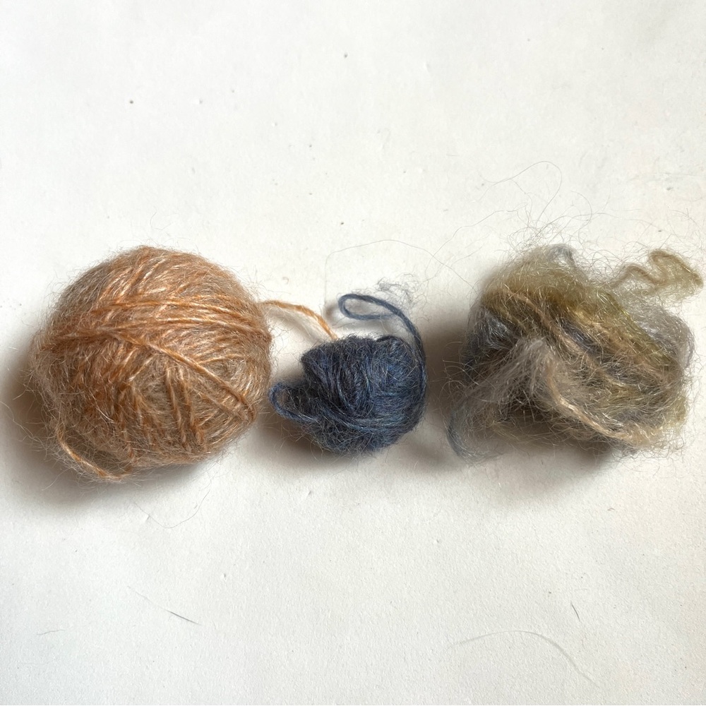 3 Luxurious Mohair Multi-Color Hair Yarn Balls.Blue, green & Variegated.
